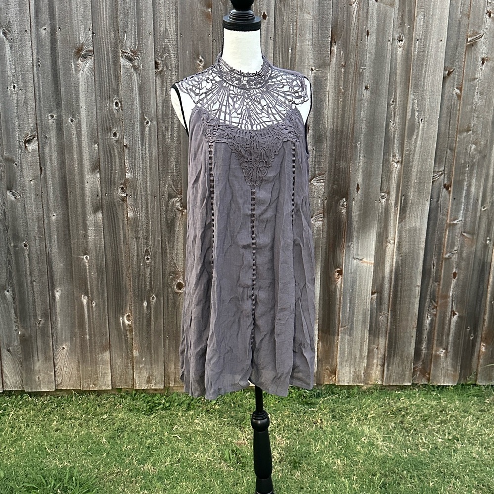 Entro Charcoal Lace Detail Dress